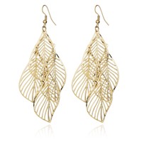 Boucles d'oreilles pendantes YWJC en cristal plaqué or et argent, motif feuilles, élégantes, pour femme