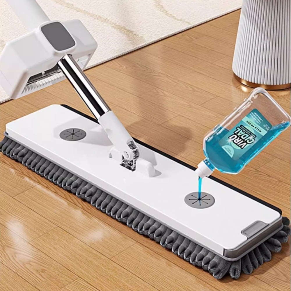 Chenille Telescopic Flat Mop – Long-Handle Stainless Steel Self-Wringing Floor Cleaner - View 2