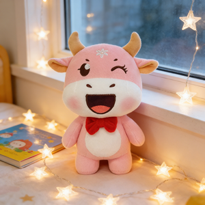 Juguete de peluche de vaca Rosa guiño personalizado hecho a pedido mascota IP corporativa muñeca de algodón marioneta de mano juguete de peluche muestra de diseño - Product Image 2