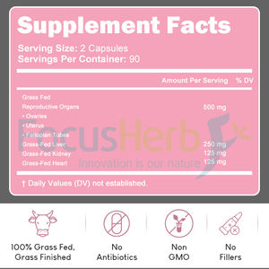 FocusHerb OEM Santé Féminine 6 en 1 Capsules Supplément d'organes de bœuf nourri à l'herbe - Product Image 3