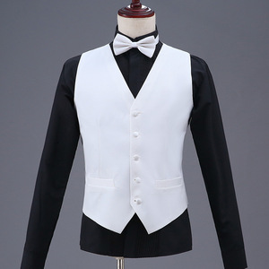 Gilet Professionale Bianco per Matrimoni <span class=keywords><strong>e</strong></span> Feste, Uniforme per Camerieri di Hotel <span class=keywords><strong>e</strong></span> Ristoranti, con <span class=keywords><strong>Papillon</strong></span> <span class=keywords><strong>e</strong></span> Grembiule - Product Image 2