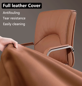 Maßgefertigter Moderner PU-Leder Chefsessel mit Chromgestell Holzrahmen Feste Armlehnen Eingebaute Kopfstütze - Product Image 3