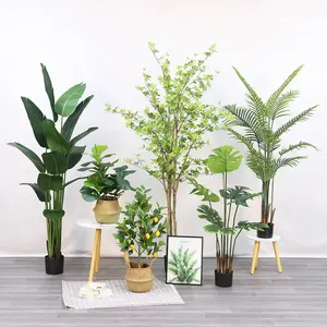 Home Decor Best Nearly Natural Faux Small Potted Green Plants Artificial Bonsai Fake Fiddle Leaf Fig tree