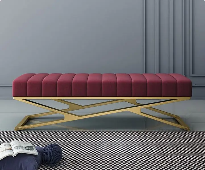 Sgabello e pouf sgabello da letto nordico moderno e minimalista panche lunghe panca da scarpe in metallo per negozio di casa
