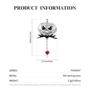 Colgante de calavera de calabaza para hombre y mujer, collar de <span class=keywords><strong>plata</strong></span> de ley 925 auténtica, joyas de fantasmas, regalos de Halloween - Product Image 4