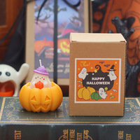 Vela Votiva Orgánica de Cera de Soja con Diseño de Fantasma de Halloween, Hecha a Mano, Creativa, con Efecto de Péndulo, Calabaza, Regalo Festivo
