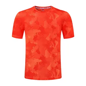 Yüksek kaliteli Polyester Spandex koşu T-Shirt erkekler baskı spor giyim üreticisi Anti kırışıklık düz T-Shirt