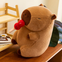 Peluche longue en forme de capybara cerise avec rembourrage en coton PP, 31-50 cm, animal en peluche