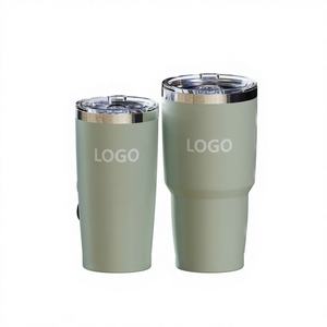 Gobelet de voyage isotherme en acier inoxydable, sans BPA, avec couvercle coulissant et paille, revêtement poudré, isolation sous vide, 30 oz, design minimaliste - Product Image 1