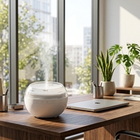 Lampe de nuit RVB avec haut-parleur puissant, logo personnalisé, humidificateur d'air portable à grand volume avec bruit blanc et gouttes d'eau dansantes