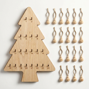 Albero dell'Avvento <span class=keywords><strong>in</strong></span> <span class=keywords><strong>Legno</strong></span> Artigianale per <span class=keywords><strong>Natale</strong></span> |   Calendario conto alla rovescia <span class=keywords><strong>di</strong></span> 24 giorni con ganci |   Decorazioni Natalizie Tagliate al Laser - Product Image 5