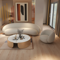 Ensemble de canapés sectionnels en tissu de forme unique avec certification de qualité, cadre en bois massif et rembourrage en mousse, idéal pour salon de villa moderne ou appartement.