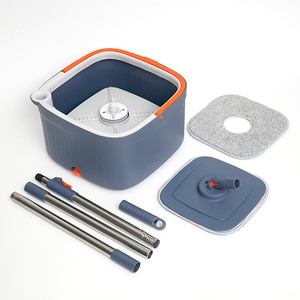 <b>Flat</b> <b>Mop</b> Set With Square Bucket Microfiber Cloth Cover Rectangular Design For Dry And Wet Cleaning - Product Image 1