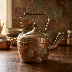 Vintage Metal Tea Kettle With <b>Lid</b> And Metal Handle Decorative Pattern Water <b>Pot</b> - Product Image 4