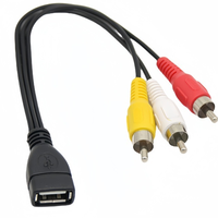 Câble adaptateur audio vidéo USB 2.0 femelle vers 3RCA mâle avec gaine coaxiale en PVC à paire torsadée