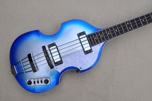 Bajo Eléctrico Flyoung Metal Blue Sunburst de 4 Cuerdas, Bajo de Cuerpo Semi-hueco - Product Image 2