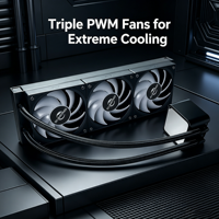 Enfriador de Agua AIO para CPU SM-360B/W-F de 360 mm con Control PWM, Compatible con AM4/AM5/LGA1700, Incluye 3 Ventiladores RGB para una Refrigeración Eficiente