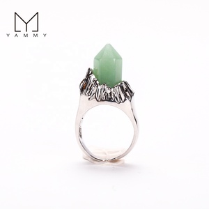 Bague Minérale en Argent Réglable Bijoux en Cristal Naturel Quartz Point Pierre Gemme Bague en Pierre Précieuse - Product Image 4