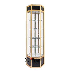 Custom Free Standing Metal or Aluminum Frame Glass Shelves Lockable Glass <strong>Display</strong> Cabinet with Led Lights - Product Image 3