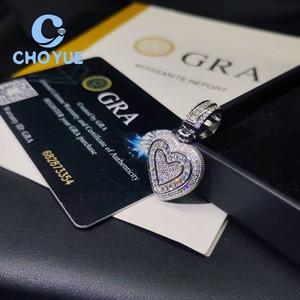 Top Quality 925 <b>Silver</b> Moissanite Pendant Heart Shape Iced Out Hip Hop <b>Charm</b> for Men Women Pass Diamond Tester with GRA - Product Image 2
