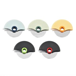 Custom Logo Stainless Steel <b>Covered</b> Blade Round <b>Plastic</b> Safety Pizza Cutter for Restaurant Giveaways - Product Image 2