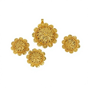 Ethiopian Necklace and Earrings African Gold Plated Jewelry <b>Set</b> Eritrean <b>Girl</b> Accessories Ethiopian Gold Plated Jewelry <b>Set</b> - Product Image 1