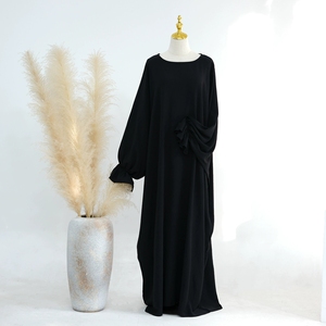 New cộng với kích thước của phụ nữ Dresses Crepe dài tay áo khiêm tốn Đồng bằng đóng abaya Thổ Nhĩ Kỳ truyền thống hồi giáo quần áo & phụ kiện - Product Image 6