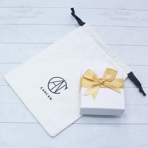 <b>Drawstring</b> Gift <b>Pouch</b> Organic White Cotton Canvas Bracelet Bag Custom Logo Printed Canvas Screen Printing Security Craft Bags - Product Image 5