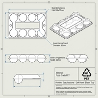 Boîte d'emballage alimentaire transparente pour mini-pâtisseries, gâteaux, kiwis, fruits, avec couvercle à boucle, 8 cavités, en PET écologique, 80x55mm, 240x180x50mm, haute transparence
