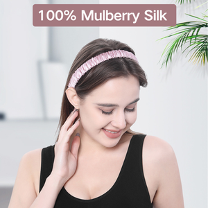 Bandeaux en Soie Pure à 100% Personnalisés en Gros avec Élastique, Bandeaux Doux en Soie pour le Maquillage, le Lavage du Visage et le Sommeil - Product Image 2