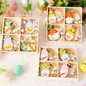 Easter Wooden Ornament Box Pendant Dwarf Turnip Hanging Decorative Craft Indoor Easter Decoration - Product Image 3