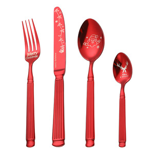New cross-border stainless steel Roman column tableware, Christmas theme, Western <b>restaurant</b> steak knife, fork, spoon, and - Product Image 4