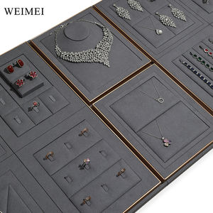 WEIMEI Wholesale Luxury Suede Jewellery Showcase <b>Stand</b> Blue Velvet <b>Jewelry</b> Counter Display Set - Product Image 5