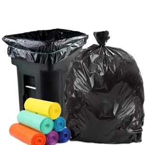 Wholesale Custom Hdpe Ldpe 33 55 65 Gallon Garbage Trash Bags Large Black White Plastic Trash Bags Heavy Duty Can Liner Rolls