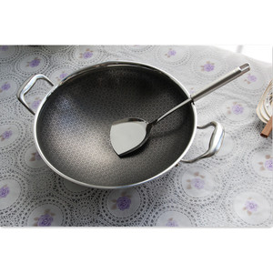Wok-sartén grande de acero inoxidable 304 de 3 capas, Wok chino, panal de abeja, antiadherente, 28cm/11 pulgadas - Product Image 3
