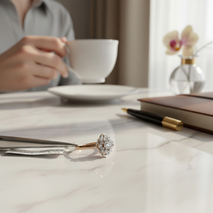 Élégantes bagues en or rose massif 14 carats pour femmes, légères et stylées, avec diamants de 0,34 ct, design ethnique et tendance - Product Image 3