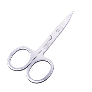 Tijeras manuales de acero inoxidable para recortar cejas y barba, diseño de cabeza redonda pequeña con hoja curva afilada, herramienta de belleza - Product Image 5