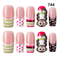 Uñas Postizas 3D Hechas a Mano, Estilo Francés, 10 Piezas, para Dedos, Modelo 221-225