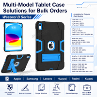 Housse de protection robuste pour tablette avec béquille pliable, étui hybride 3 couches pour iPad 10e génération A16 Air Pro Mini 9.7 10.2 11 13 pouces
