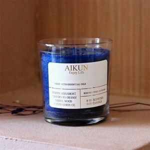 AIKUN Minimalist Round Glass Long Burning Private Label Scented <b>Candle</b> Container <b>Candle</b> for Yoga Studio - Product Image 4