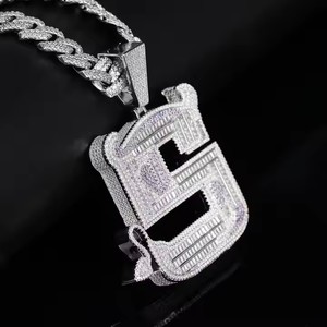 BES moda Hip Hop piccola lettera del diavolo a forma di collana pendente in ottone ghiacciato zircone argento placcato per feste - Product Image 2