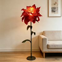 Lampe sur pied LED moderne en forme de rose, rouge, en ABS, grande lampe décorative pour salon, hall d'hôtel, lieu de mariage