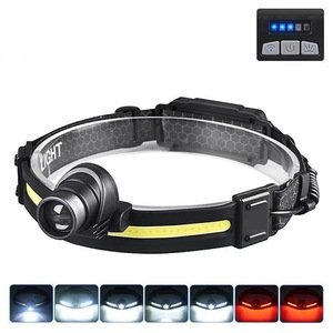 Lampe frontale COB LED, batterie rechargeable, chargement USB, éclairage extérieur, source de lumière à mise au point réglable, blanc - Product Image 4
