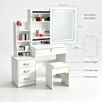 Table de maquillage moderne blanche avec miroir LED et tiroirs pour chambre à coucher, appartement, meubles de maison