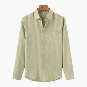 Camicie da <span class=keywords><strong>Uomo</strong></span> in <span class=keywords><strong>Lino</strong></span> a Maniche Lunghe, Camicie Personalizzate per <span class=keywords><strong>Uomo</strong></span>, Blusa Casual <span class=keywords><strong>Oversize</strong></span> in Cotone Biologico con Bottoni - Product Image 6