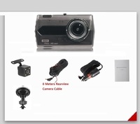 Caméra Embarquée DVR 4 Pouces avec Double Objectif Full HD 1080P Enregistreur de Voiture Angle Large 170° avec Enregistrement en Boucle et Capteur G