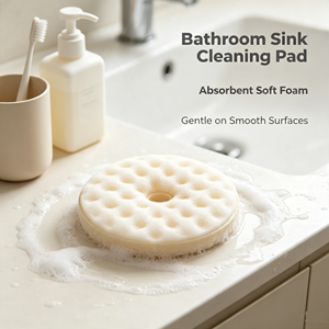 Round Honeycomb <b>Suction</b> Cup Sponge Double Sided Scouring <b>Pad</b> Non Scratch Kitchen Cleaning Washer - Product Image 3