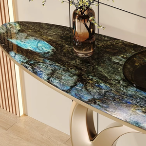 Consolle <span class=keywords><strong>da</strong></span> Ingresso di Lusso con Design Moderno Artistico, Piano in Vero Marmo e Struttura in Metallo BTCT006 per Casa o Hotel - Product Image 6