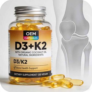 Cápsulas de Gel Suave de Vitamina D3 K2 Bajas en Azúcar de Primera Calidad para Niños y Adultos, Apoyo Inmunológico, Óseo y Cardíaco, Sabor a Melocotón, Certificación GMP, OEM - Product Image 3