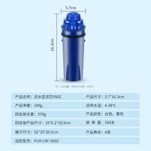 Tunua <b>Water</b> Filter Cartridge JFC950Z Blue 150L Capacity For Pitcher <b>Purify</b> <b>Water</b> Quality - Product Image 4
